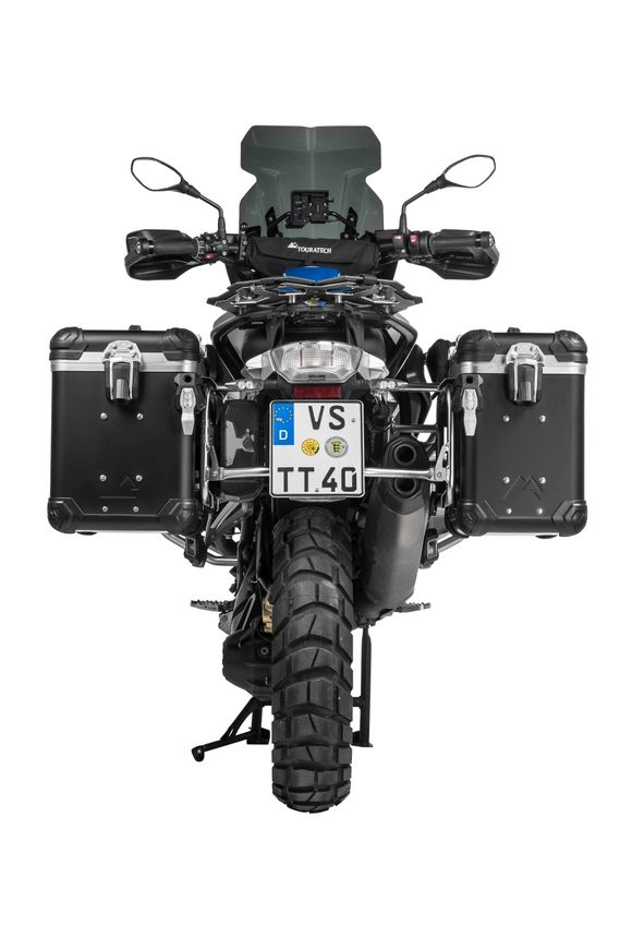 Touratech suitcase Complete kit ZEGA Evo 38/45 - Gray support included - Black anodizedRef: Trt01451A / 01-045-6837-0