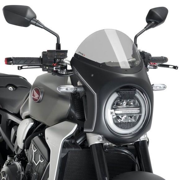Puig RETRO-SEMI FAIRING BLACK BUBBLE DIAMETER 195 mm - GreyRef: 3133