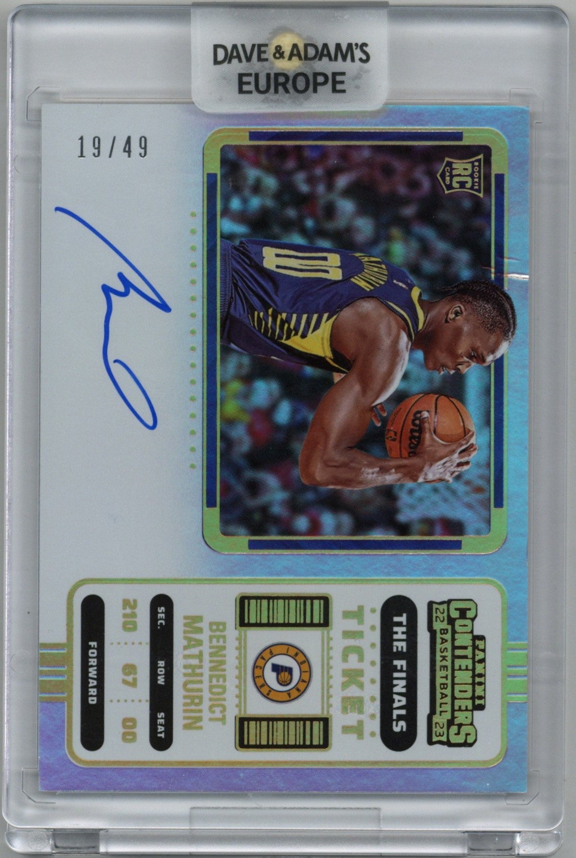 2022/23 Panini Contenders Bennedict Mathurin The Finals Ticket Auto Card #118