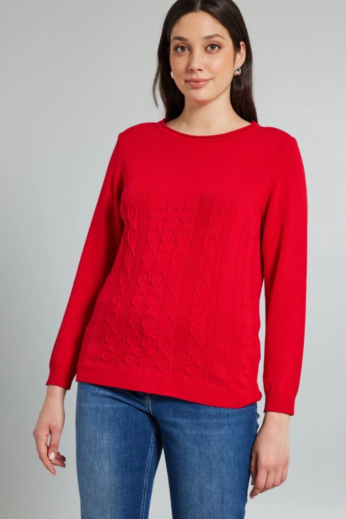 Stretch viscose sweater - RED