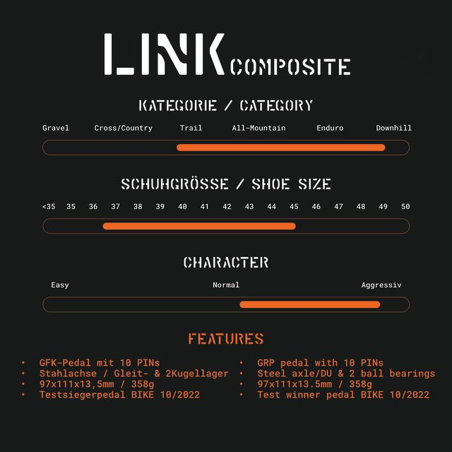 Tatze LINK Composite Flat Pedals - black