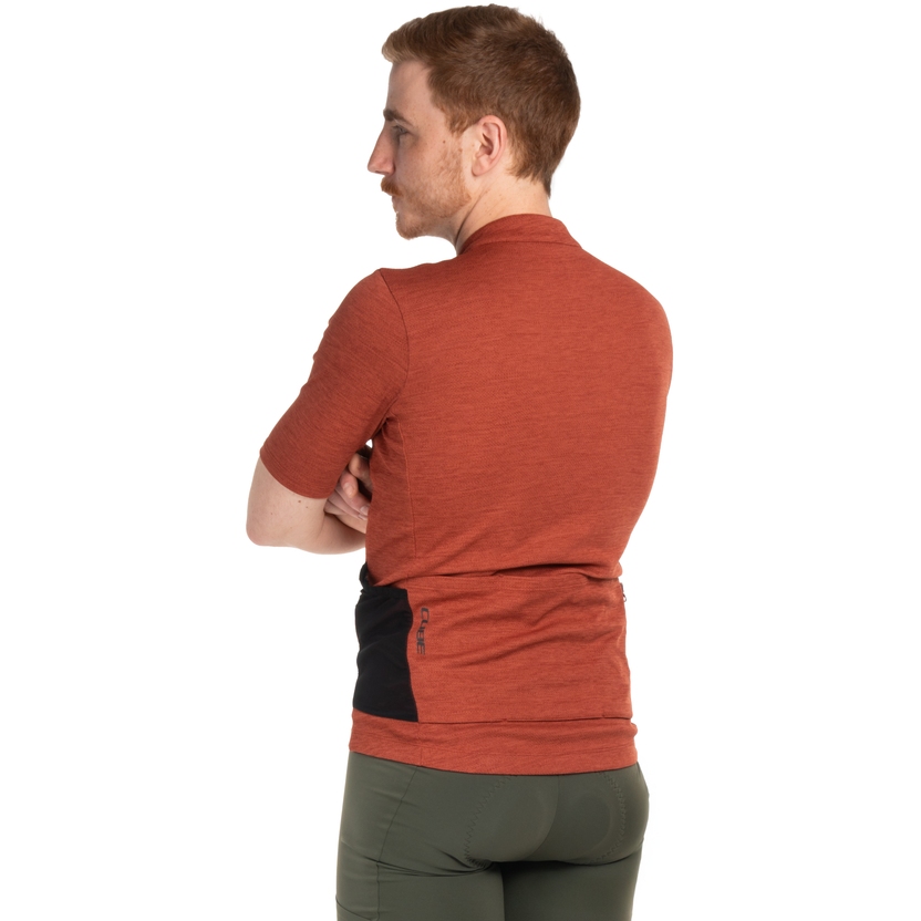 CUBE Gravel Full Zip Cargo Short Sleeve Jersey Men - red