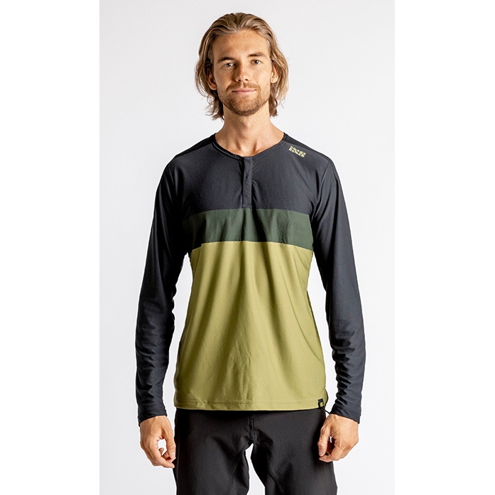 iXS Flow XTG Henley Long Sleeve Jersey Men - olive/black