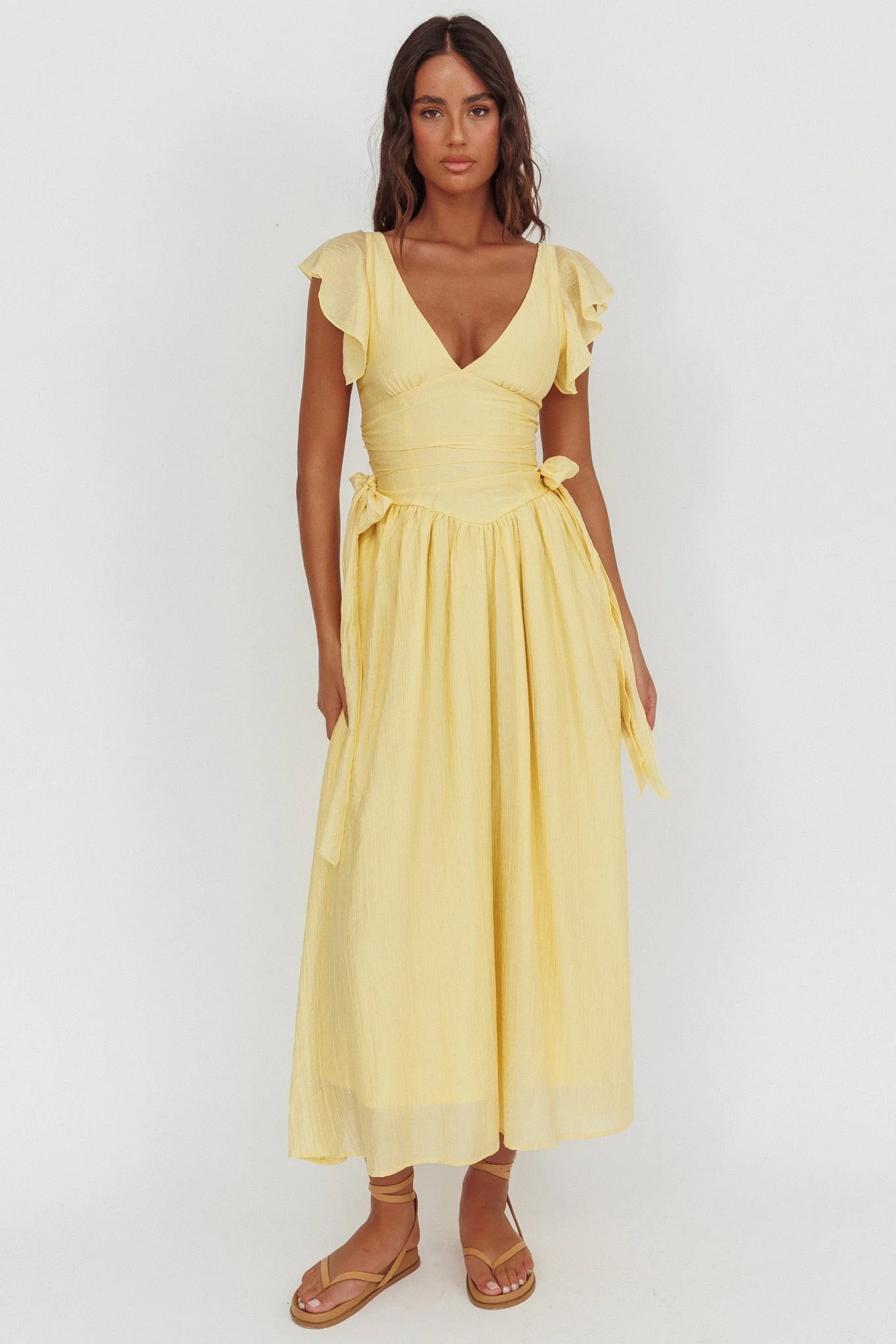 Elsewhere Waist Bows Maxi Dress Banana