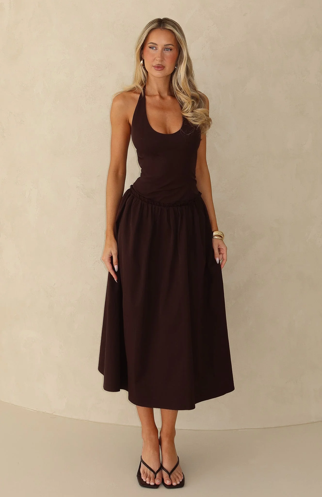 Hot Honey Haze Midi Dress Chocolate