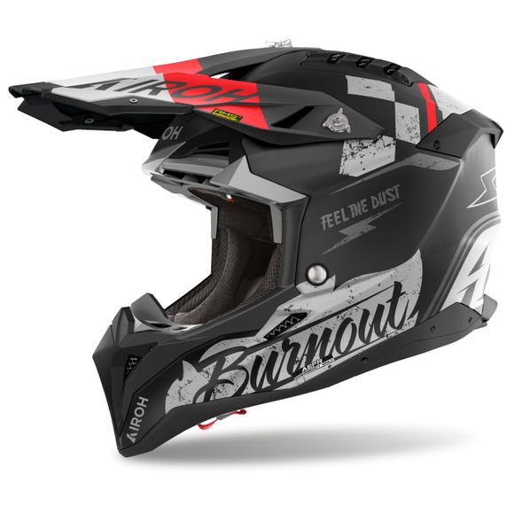 Casque cross Airoh AVIATOR 3 - BURNOUT 2025 - Noir / GrisRef : AR1420