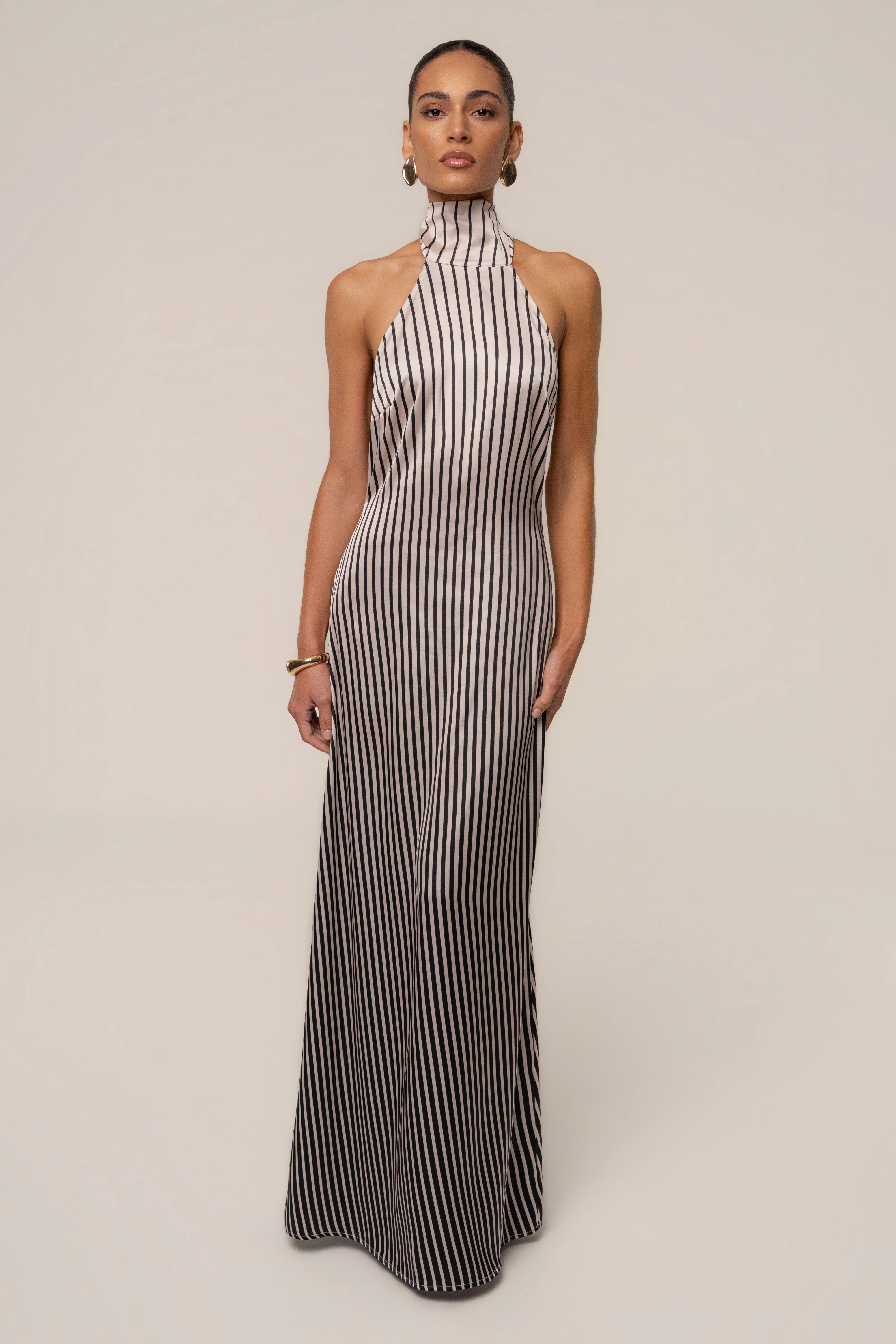 Ivory Gleam Striped Maxi Dress
