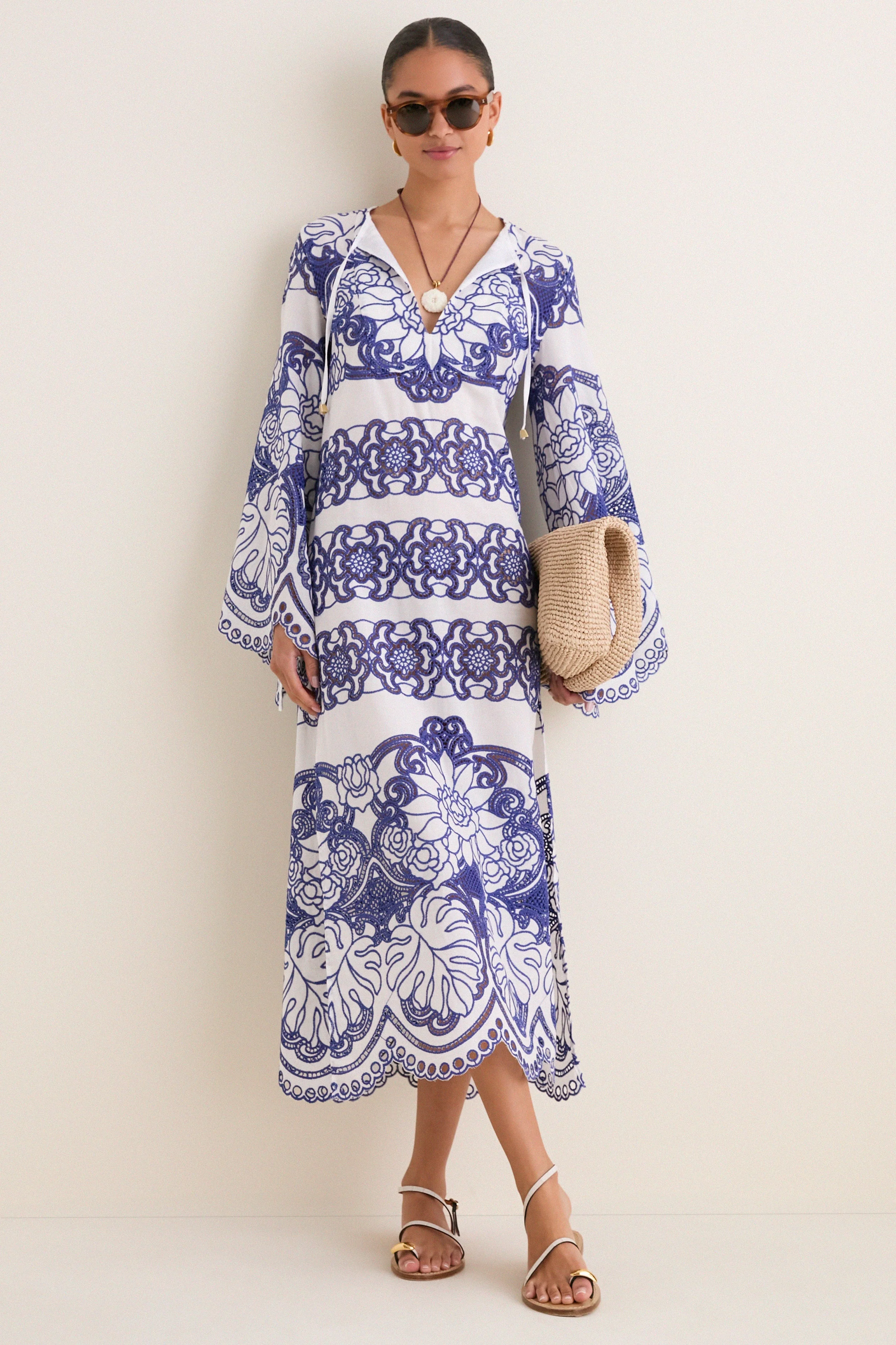 White and Blue Clea Lace Dress
