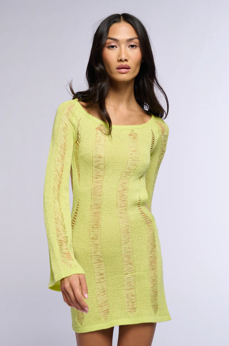Nothing Phases Me Knit Mini Dress In Green