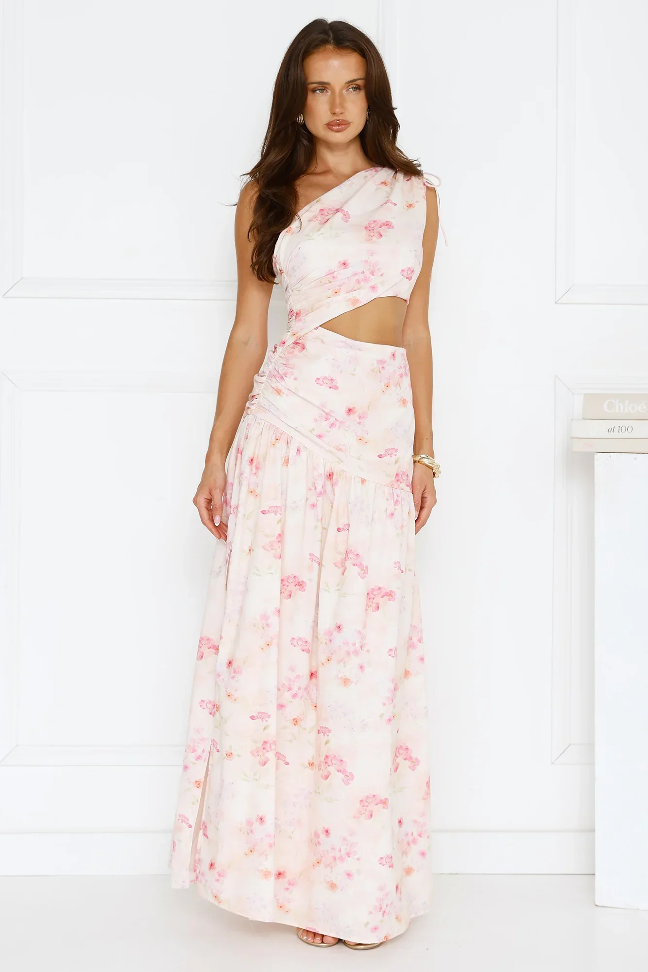 Summer Petals One Shoulder Maxi Dress Print