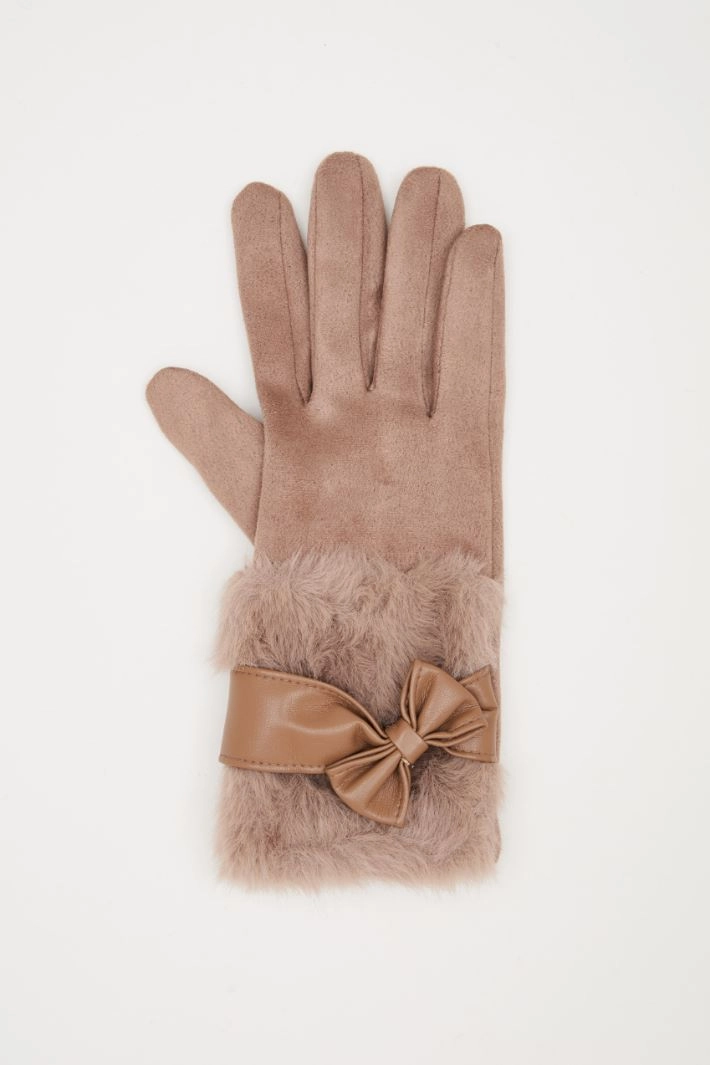 Velvet effect gloves - BEIGE