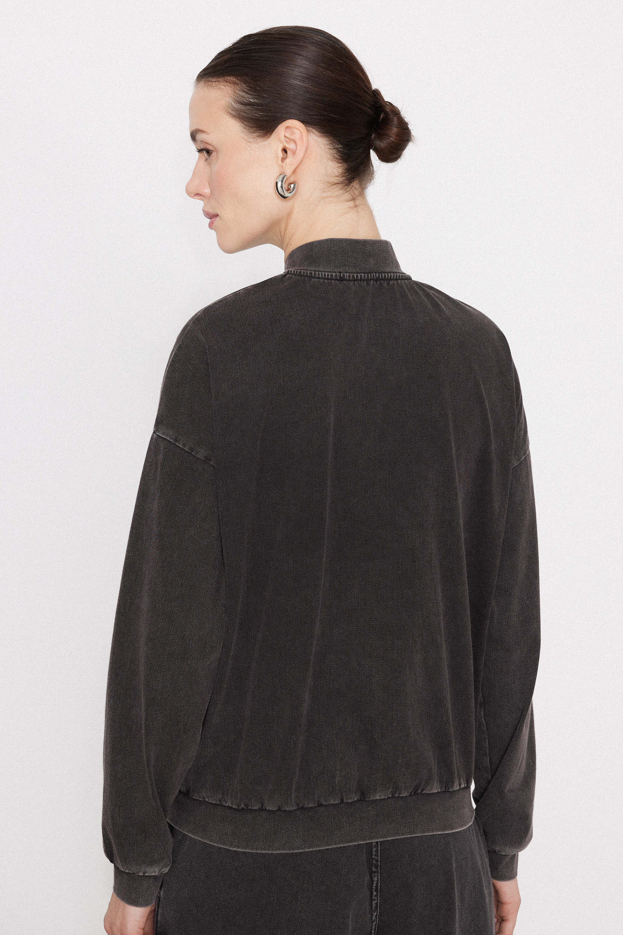 Stretch Denim Bomber Jacket