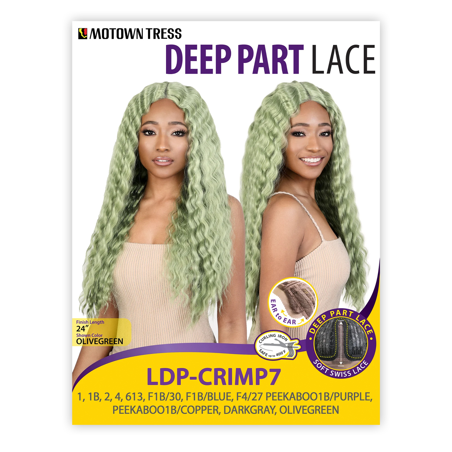 Motown Tress Soft Swiss Lace Front Wig Deep Part Lace LDP-Crimp7