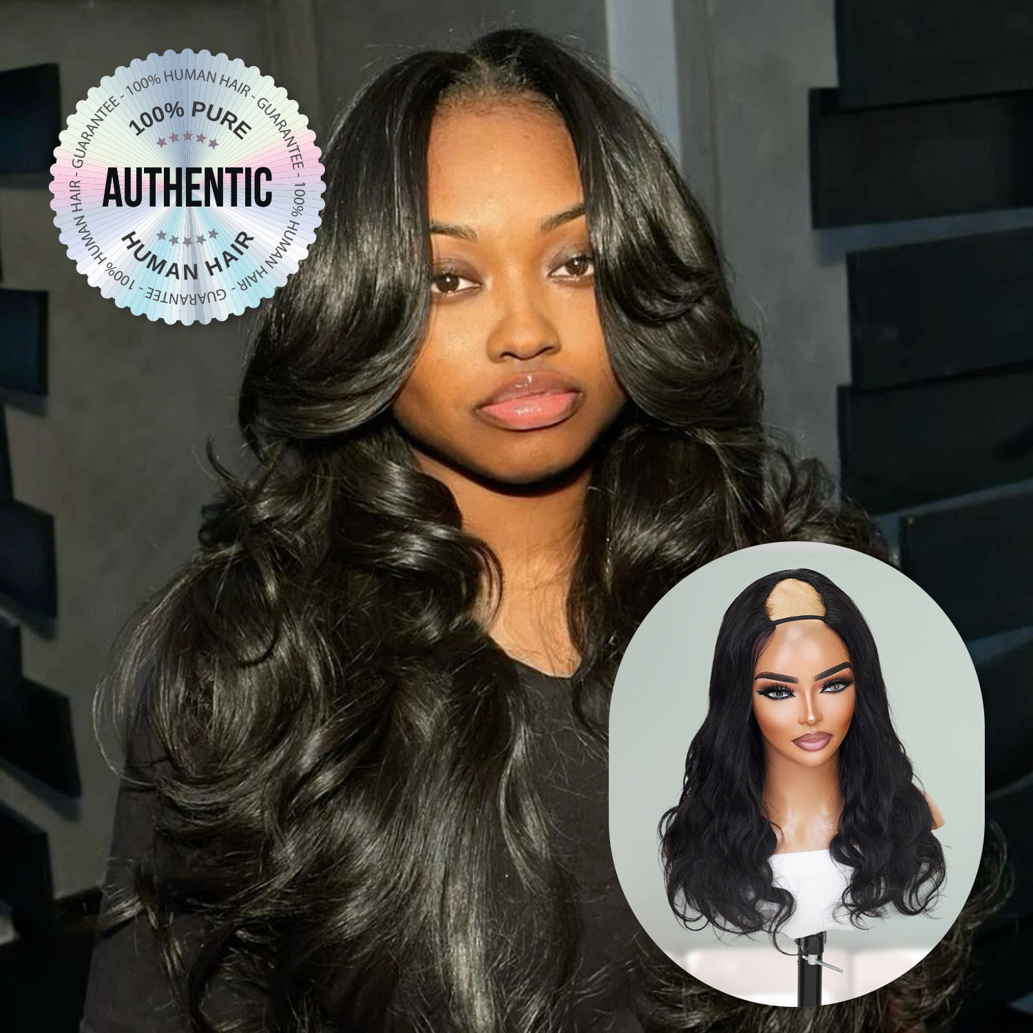 Diva Queen 100% Virgin Human Hair V-Part Clip Wig Body Wave Natural 16