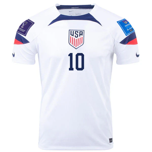United States Christian Pulisic Home Jersey 22/23 w/ World Cup 2022 Patches (White/Loyal Blue)