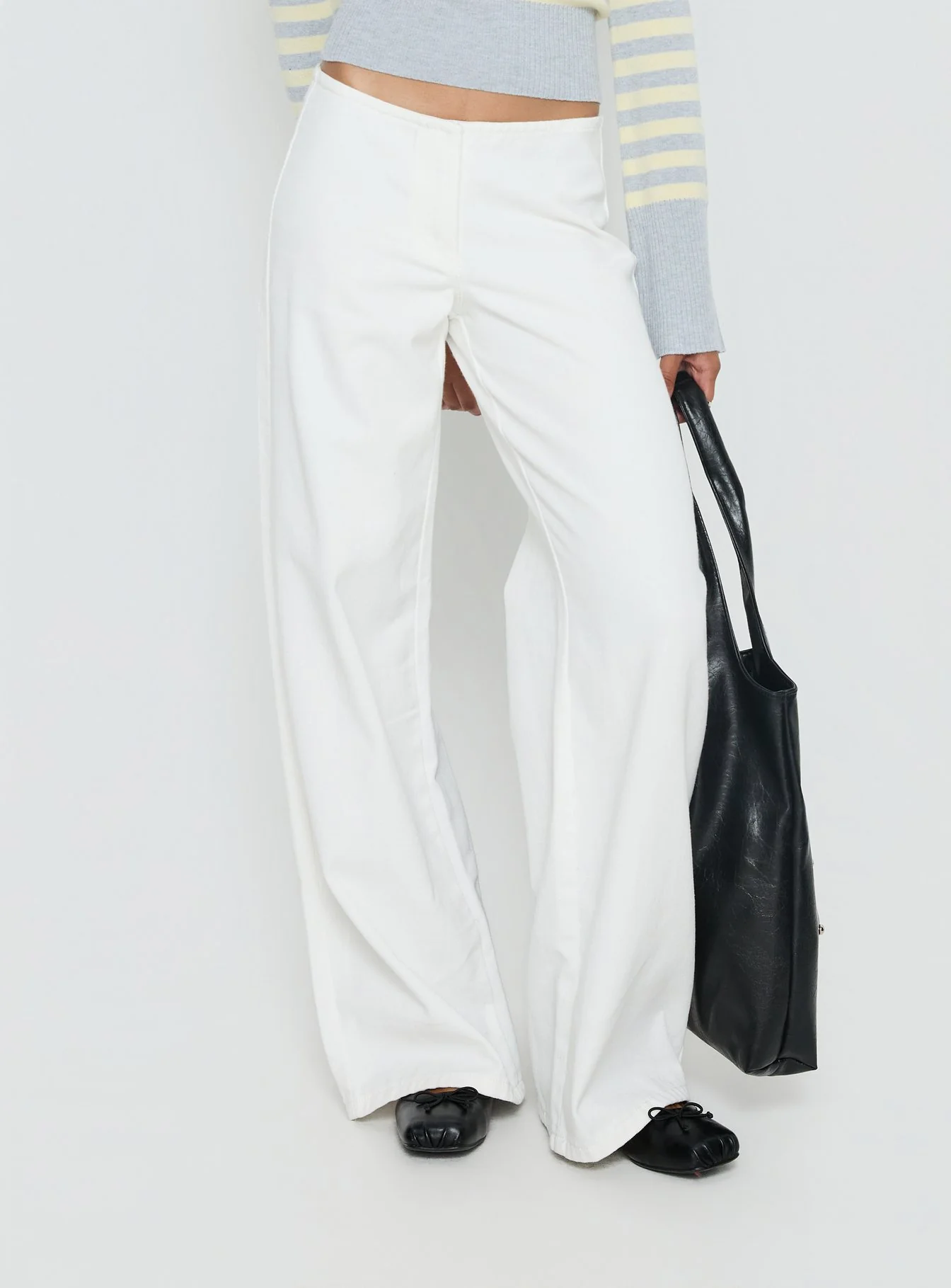 Hereos Mid Rise Baggy Leg Jeans White