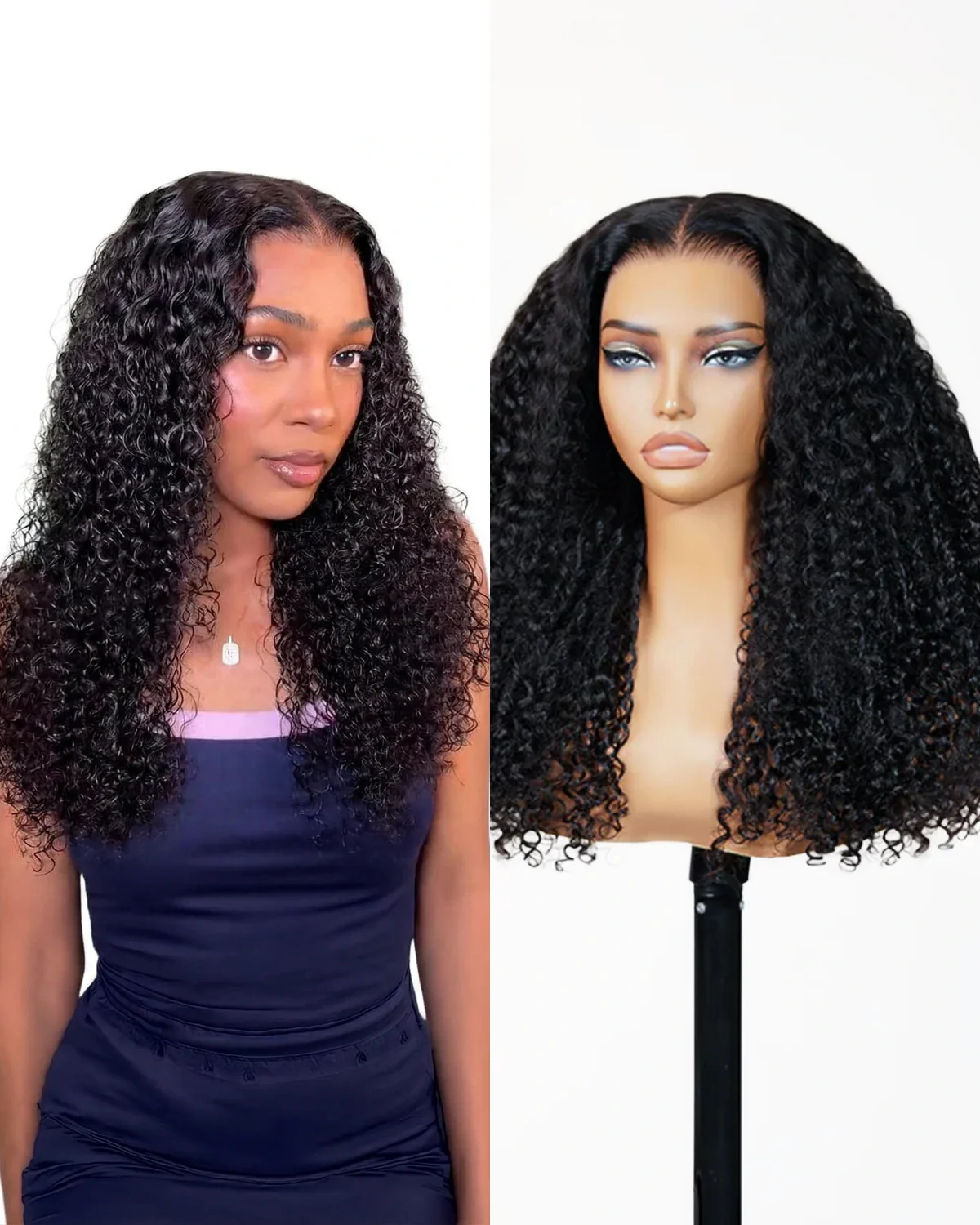 Ophirawig13x6 HD Lace Glueless Wig Jerry Curly With Drawstring Natural Black 100% Human Hair Wig