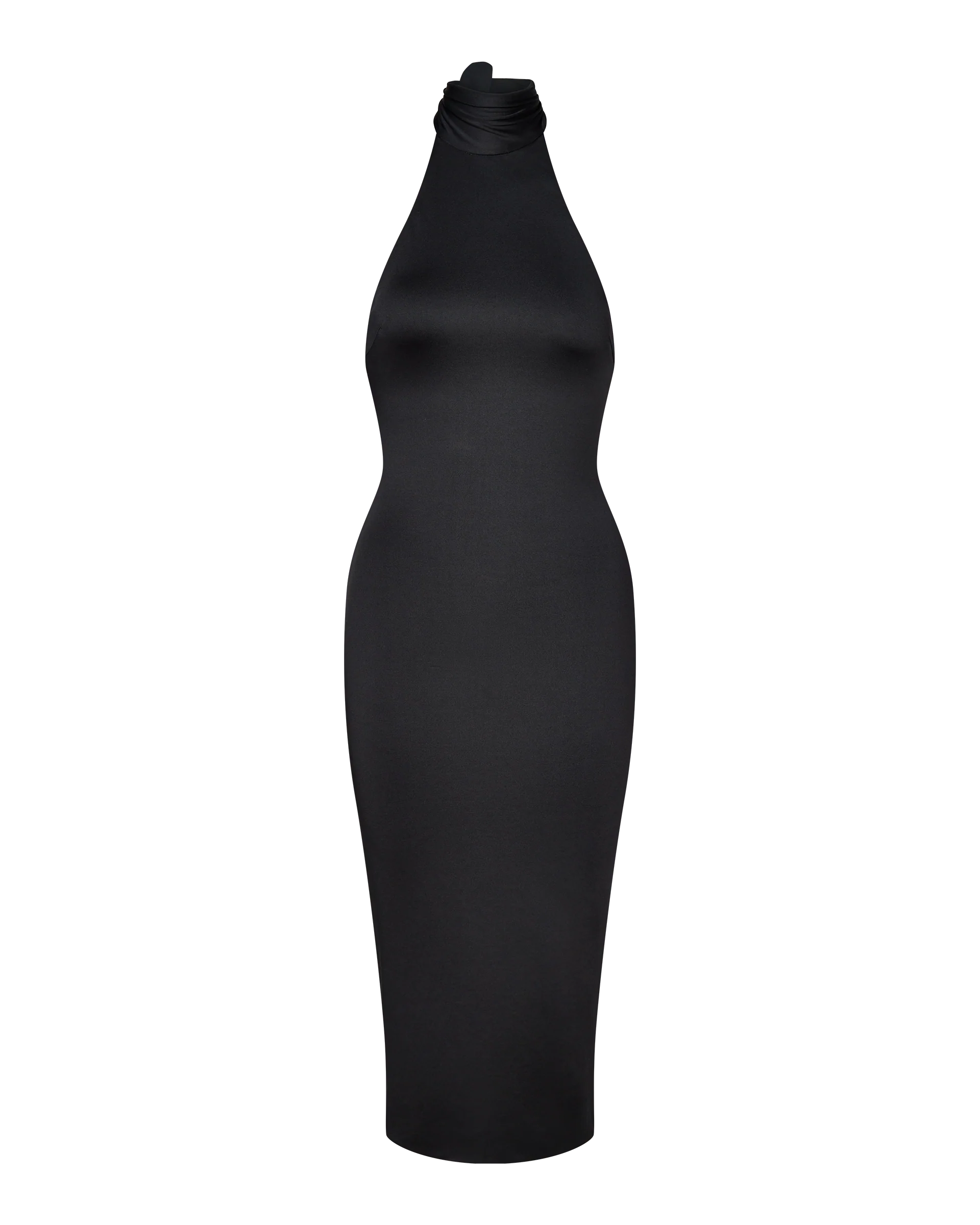 Cleo Halter Tie Midi Dress - Black