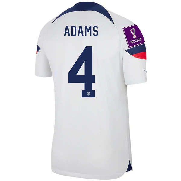 United States Tyler Adams Authentic Match Home Jersey 22/23 w/ World Cup 2022 Patches (White/Loyal Blue)