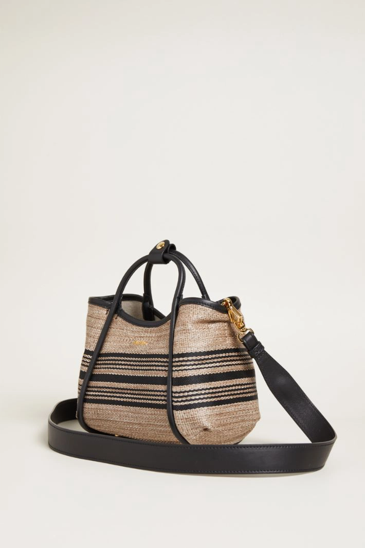 Raffia-effect jacquard bag - SAND BLACK
