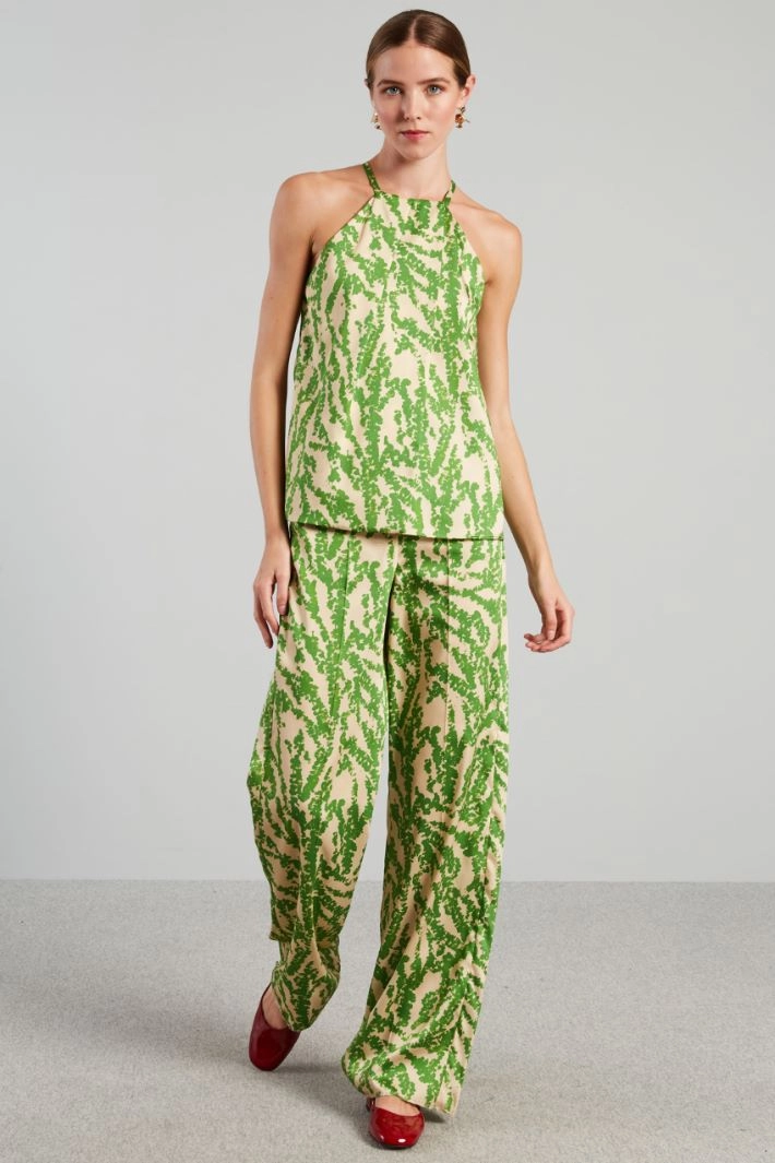 Halterneck top - GREEN IVORY