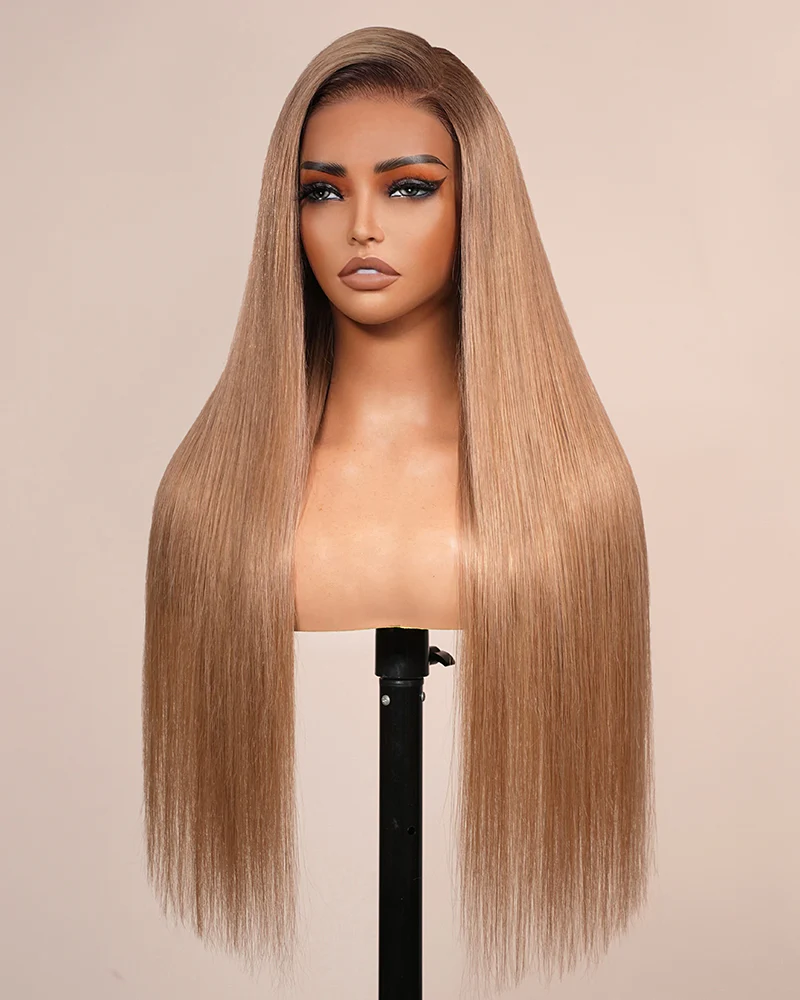 Ophirawig 6x5 invisible knots Glueless Milk Tea Brown Ombre Straight Wig Pre-cut Lace Beginner Friendly