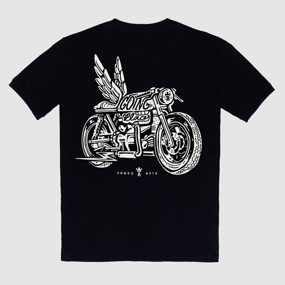Pando Moto MIKE MOTO WING Short Sleeve T-shirt - BlackRef: PAN0085