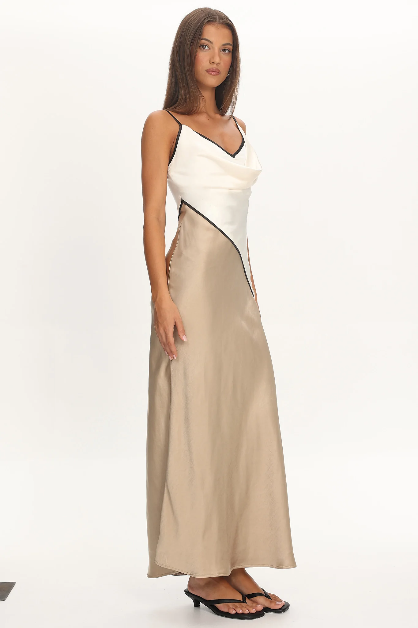 Amarante Cowl Bust Maxi Dress Contrast Oyster