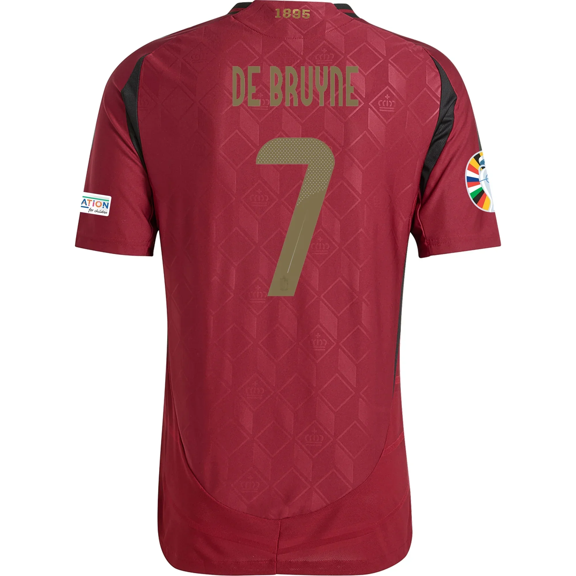Belgium Authentic Kevin De Bruyne Home Jersey w/ Euro 2024 Patches 24/25 (Burgundy)