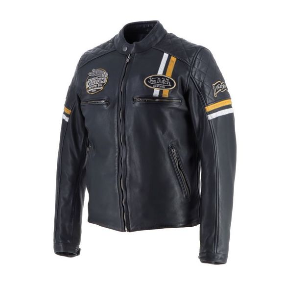 Helstons Von Dutch Motorcycle Jacket - Race Now - Black / YellowRef: HS1315
