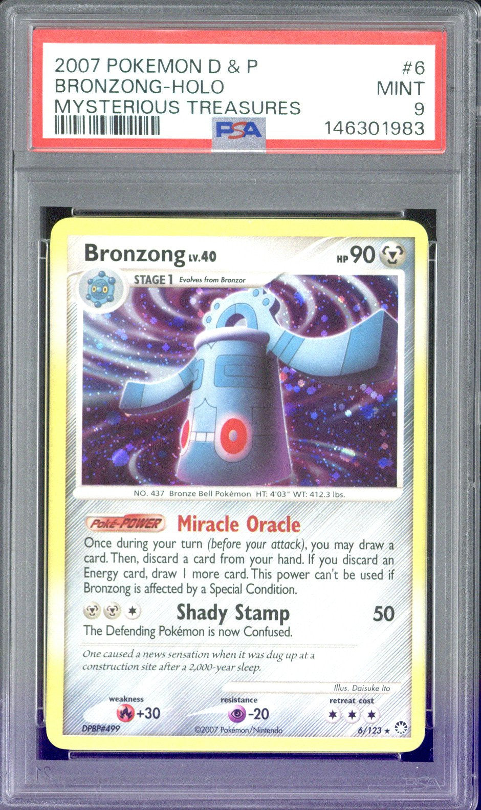 2007 Pokemon D&P Bronzong - Holo Mysterious Treasures #6 PSA 9