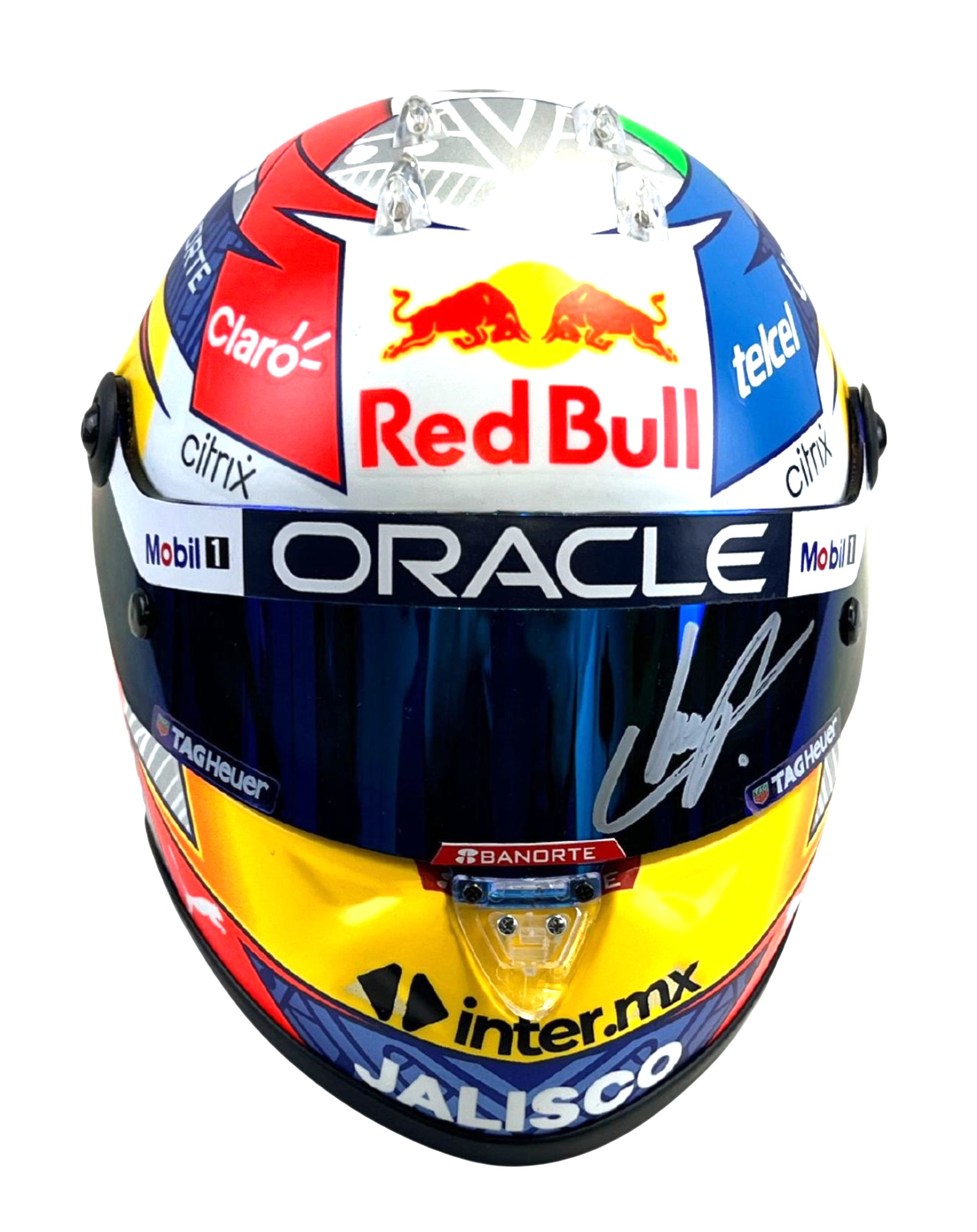 Sergio Perez Autographed Red Bull 1:2 Mini Helmet