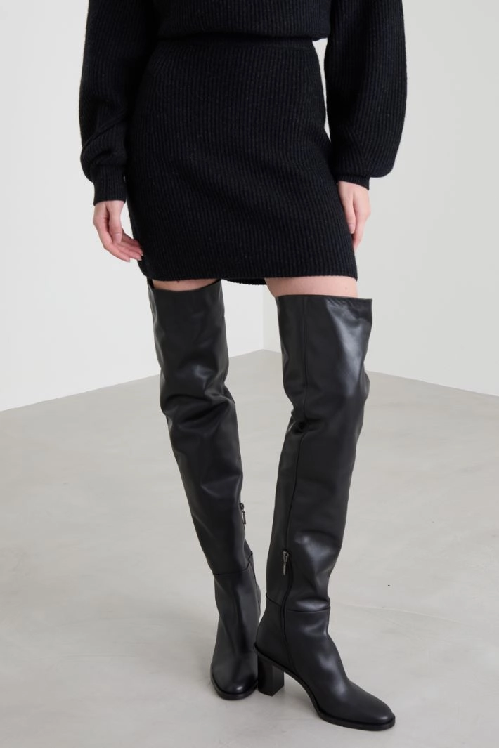 Rib-knit mini skirt - BLACK