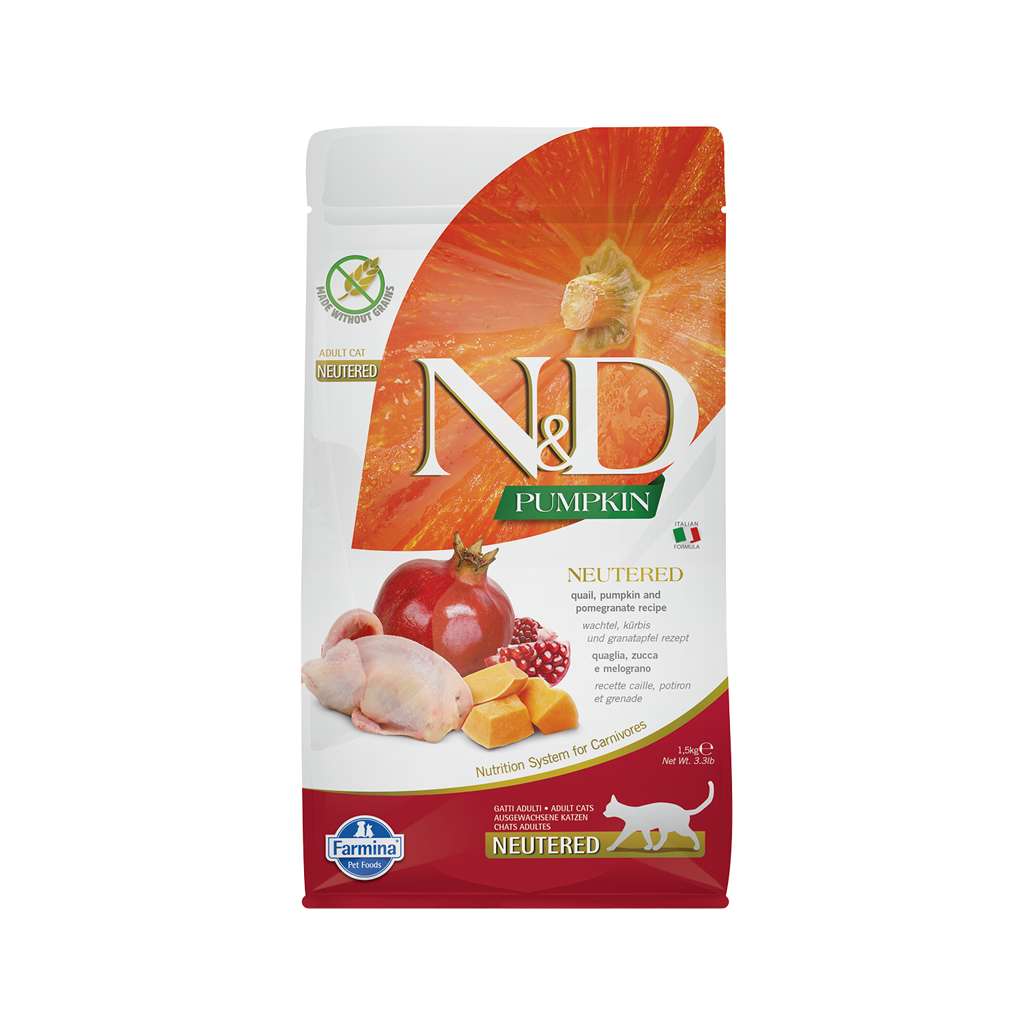 Farmina N&D Pumpkin Neutered Cat Food - Quail - 1.5 kg