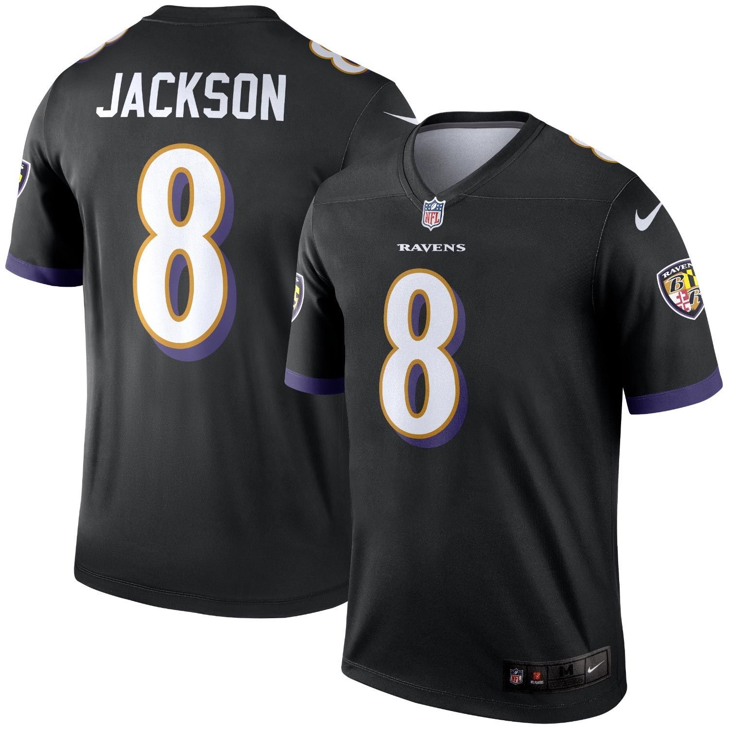 Lamar Jackson #8 Baltimore Ravens Nike Legend NFL Jersey Black
