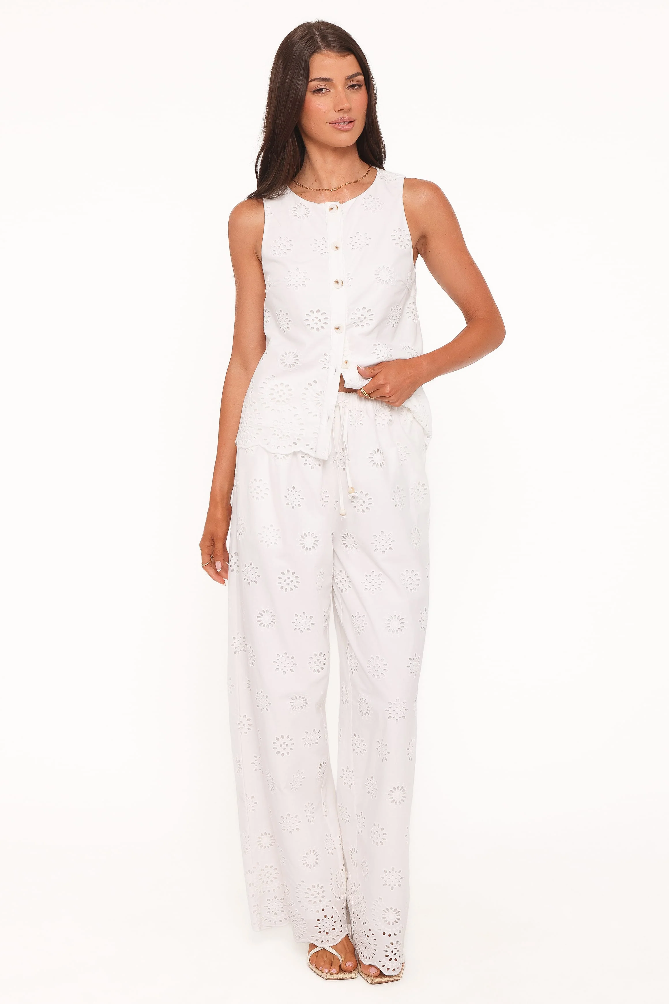 Wren Pant - White Broderie