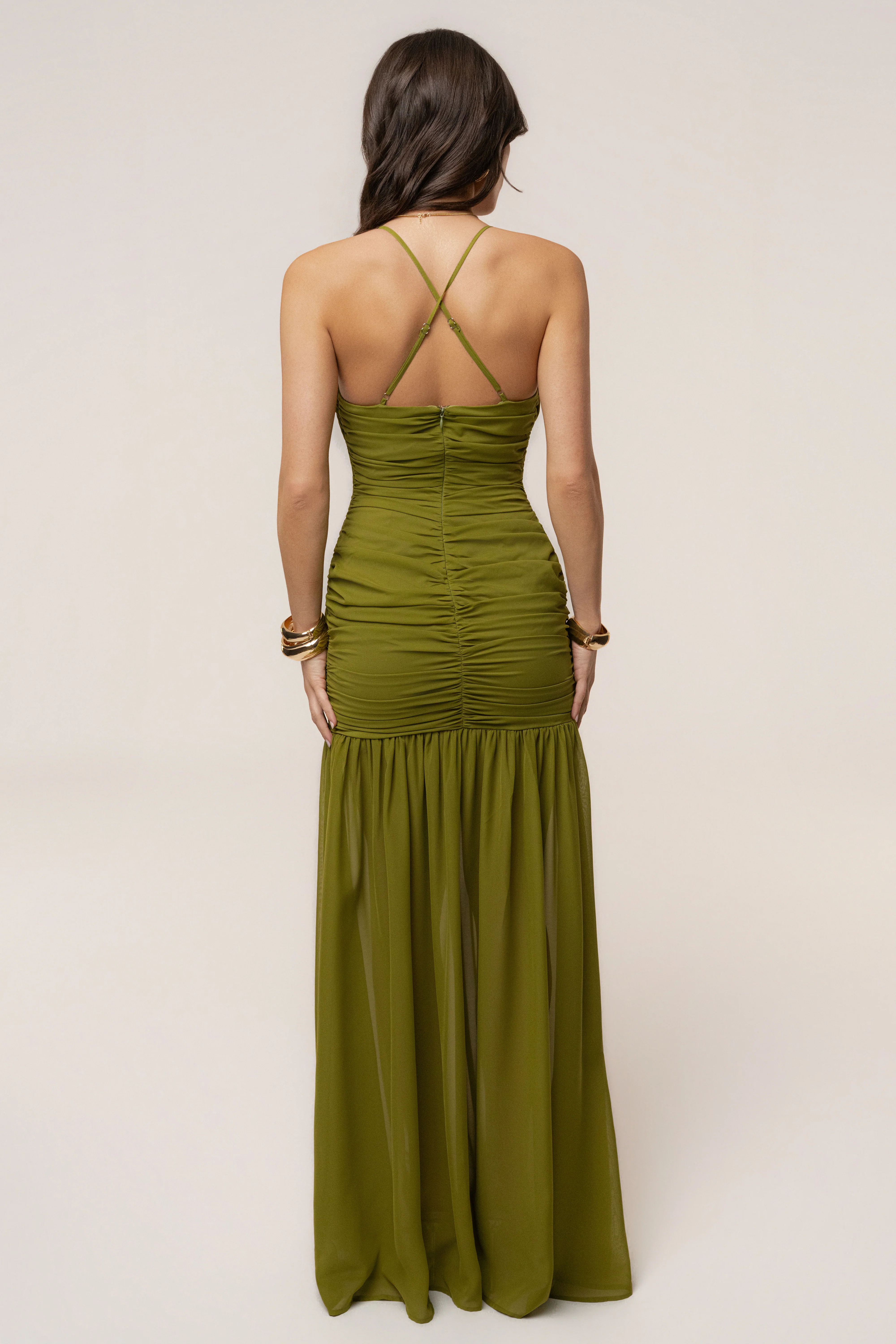 Lime Vienna Chiffon Maxi Dress