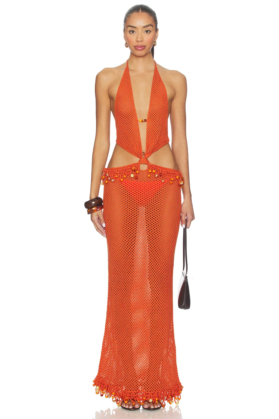 Crochet Bead Trim Maxi Dress