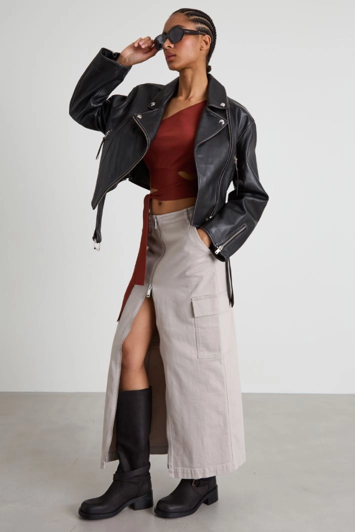 Knit one-shoulder top - RUST