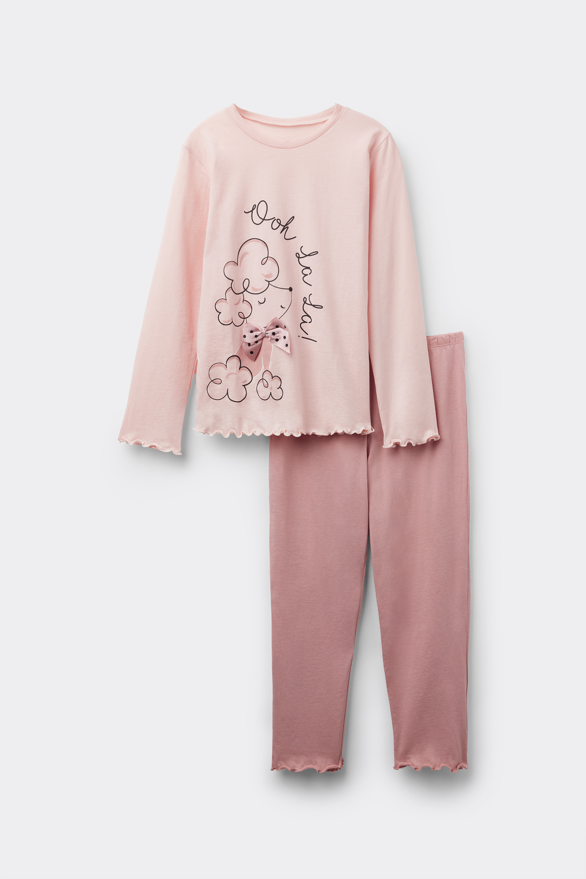 Girls’ Dog Print Long Cotton Pyjamas