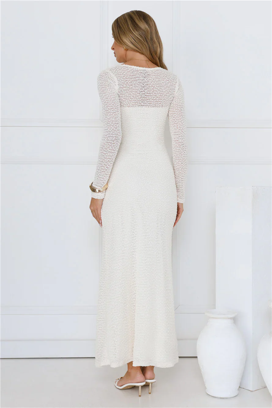 Hot Girl Habits Long Sleeve Maxi Dress Beige