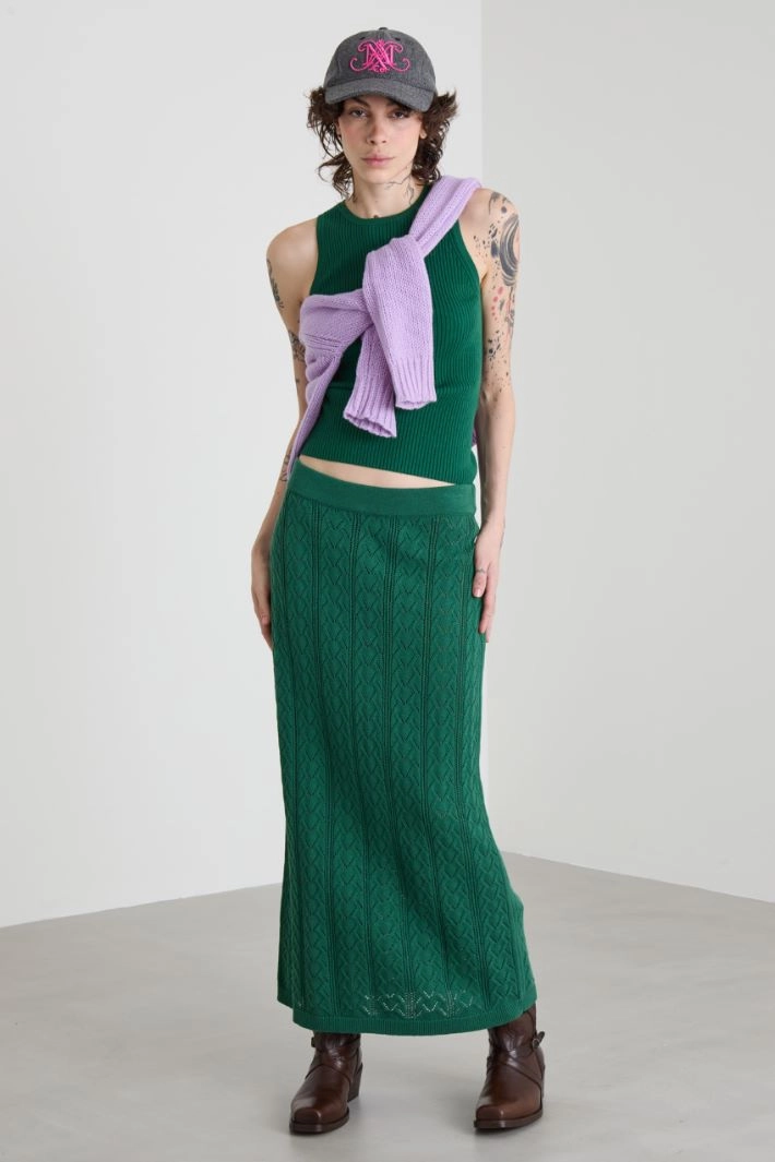 Crochet-knit skirt - GREEN