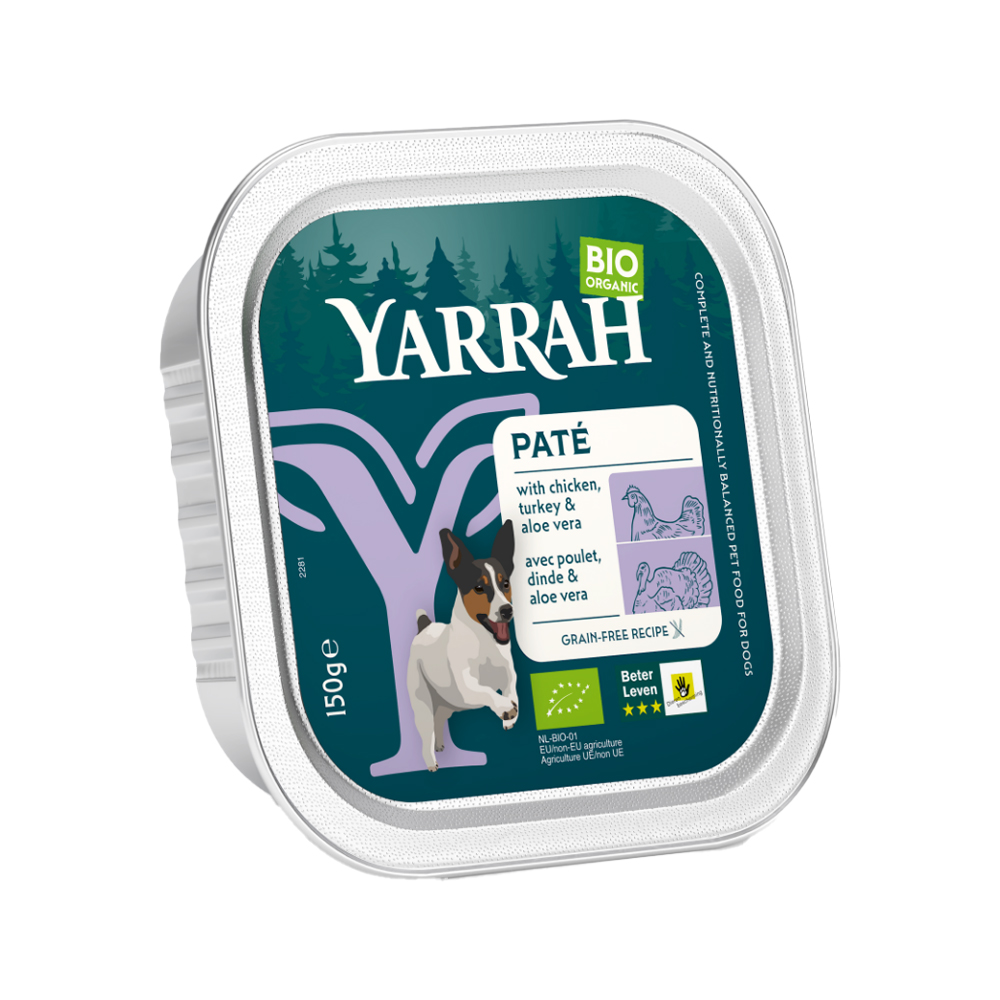 Yarrah Paté Dog Food with Chicken and Turkey Bio - 12 x 150g
