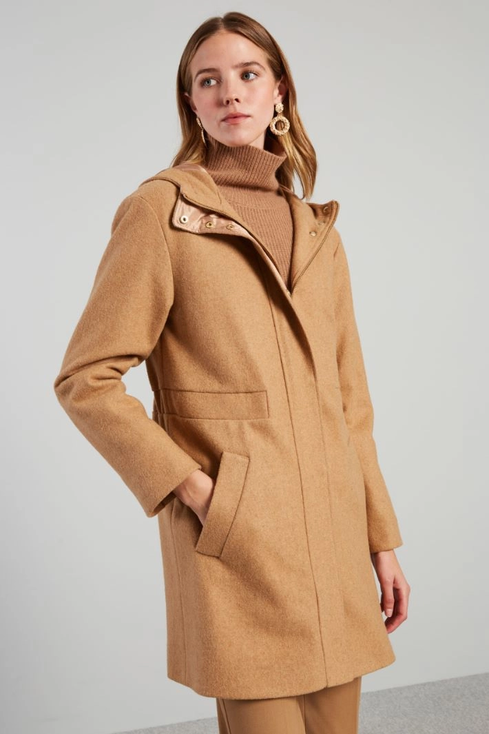 Cloth parka-style jacket - CAMEL