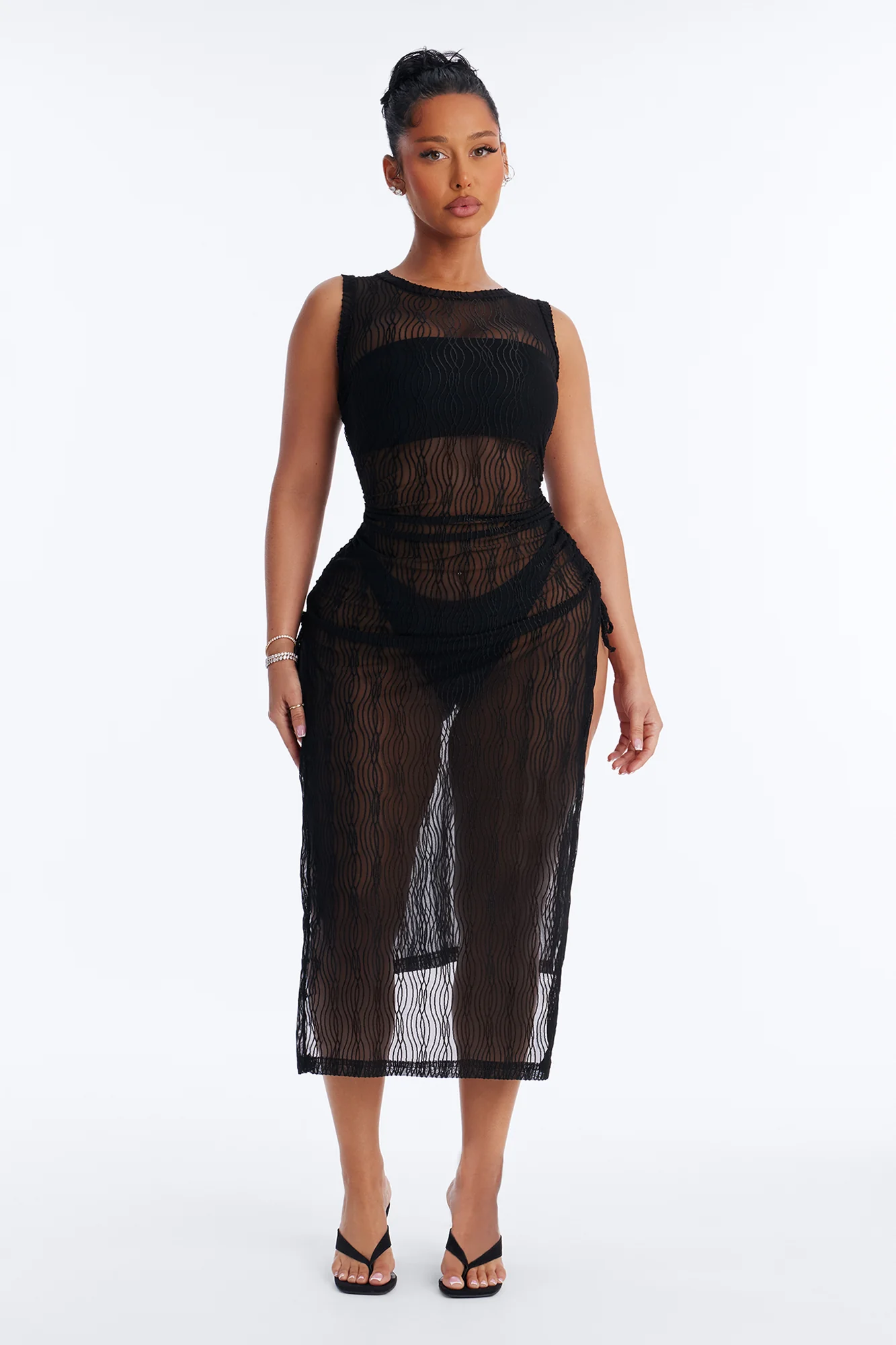 Cold Water Mesh Cover Up Dress - Black