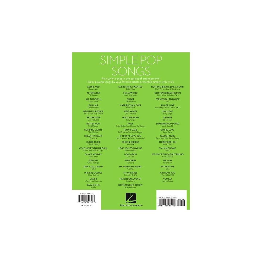 Hal Leonard Simple Pop Songs Piano – Thomann Ireland