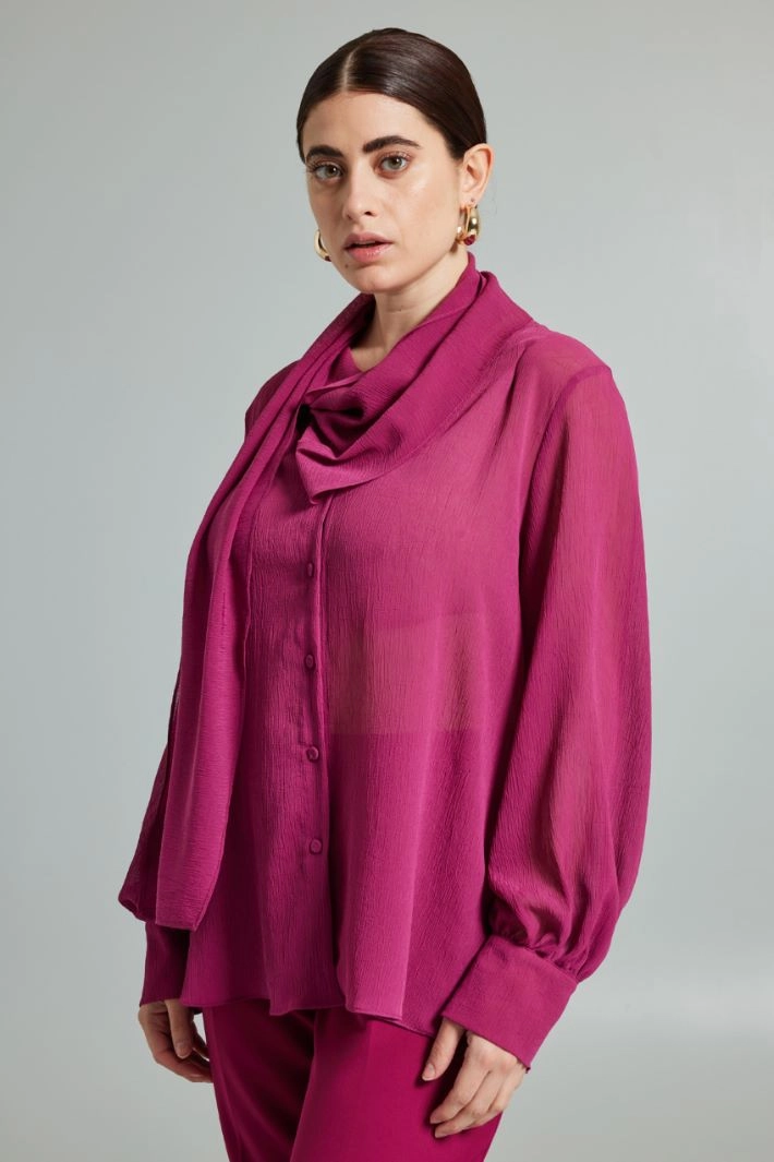 Blouse with maxi foulard - CYCLAMEN