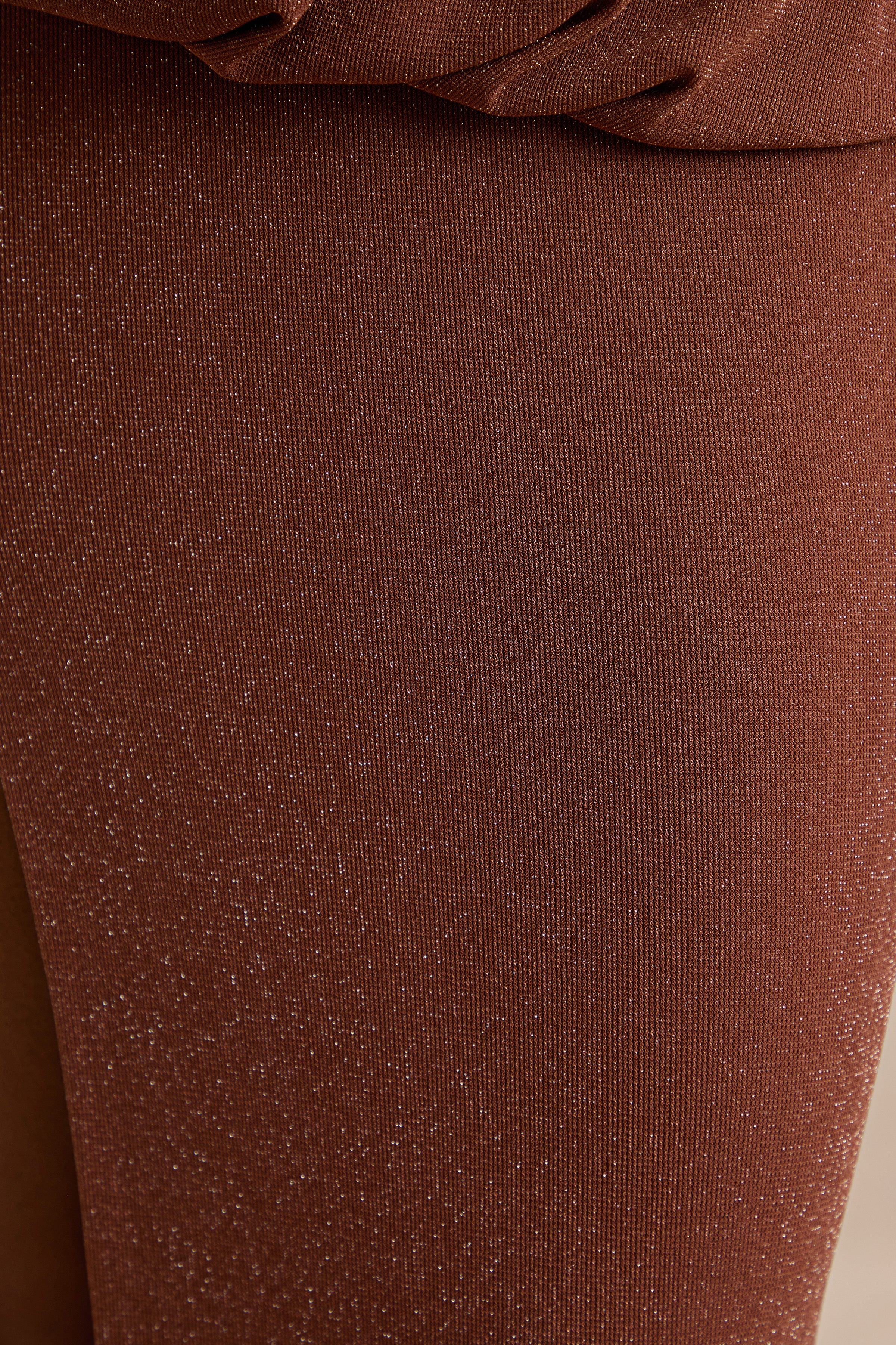 Velia | Brown Extreme Plunge-Neck Semi-Sheer Maxi Dress With Front High Split