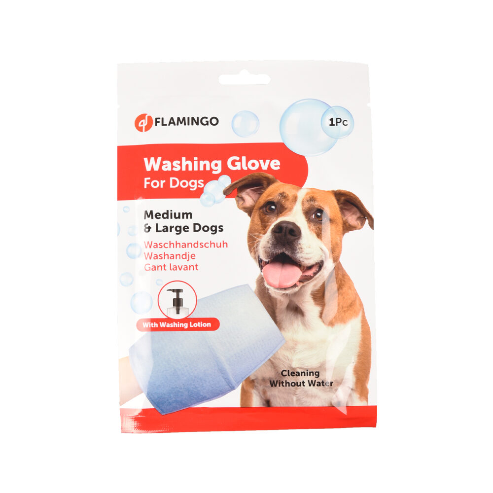 Flamingo Dog Wash Mitt - S/M