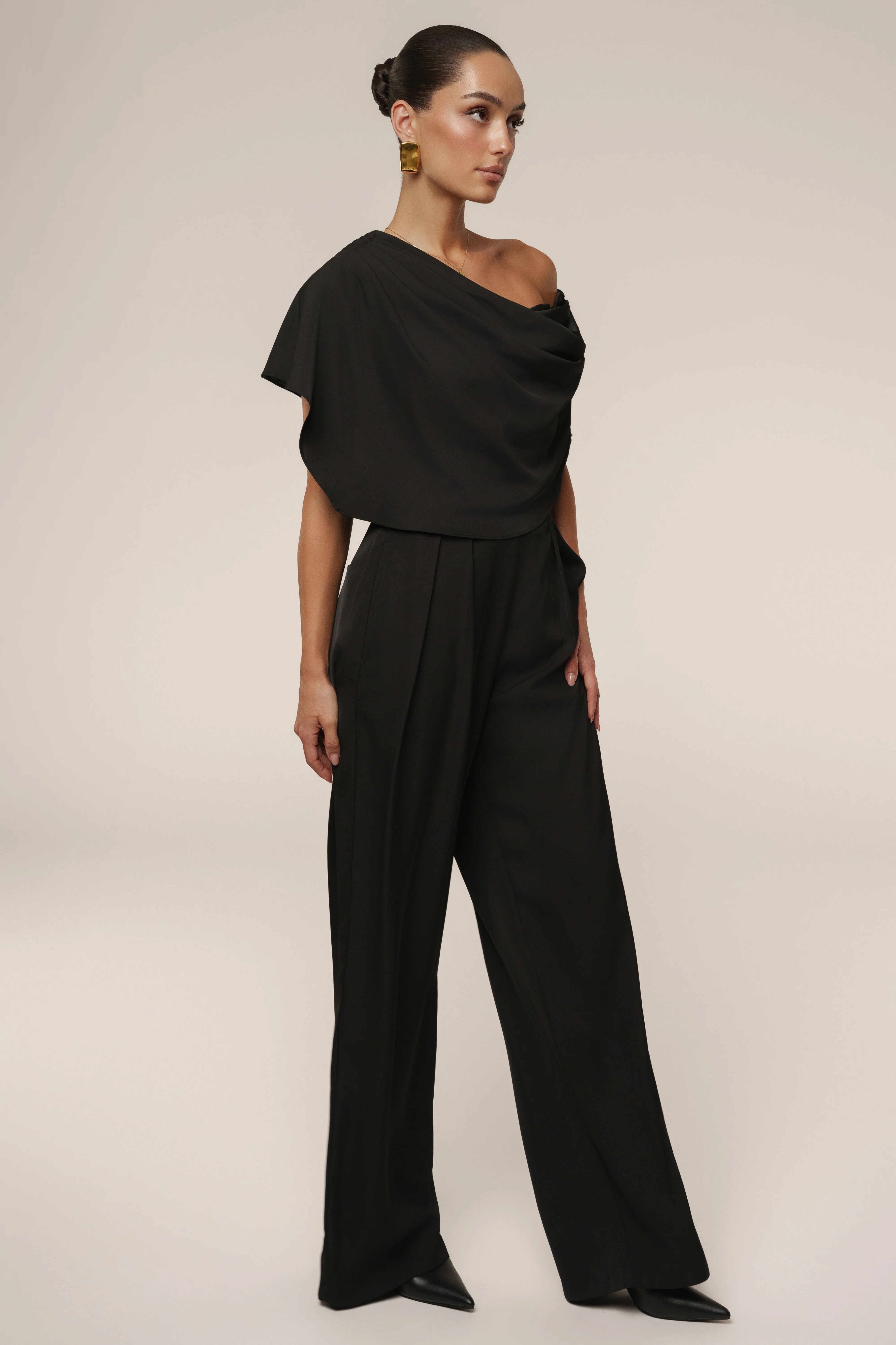Black Gleam and Glow Satin Top